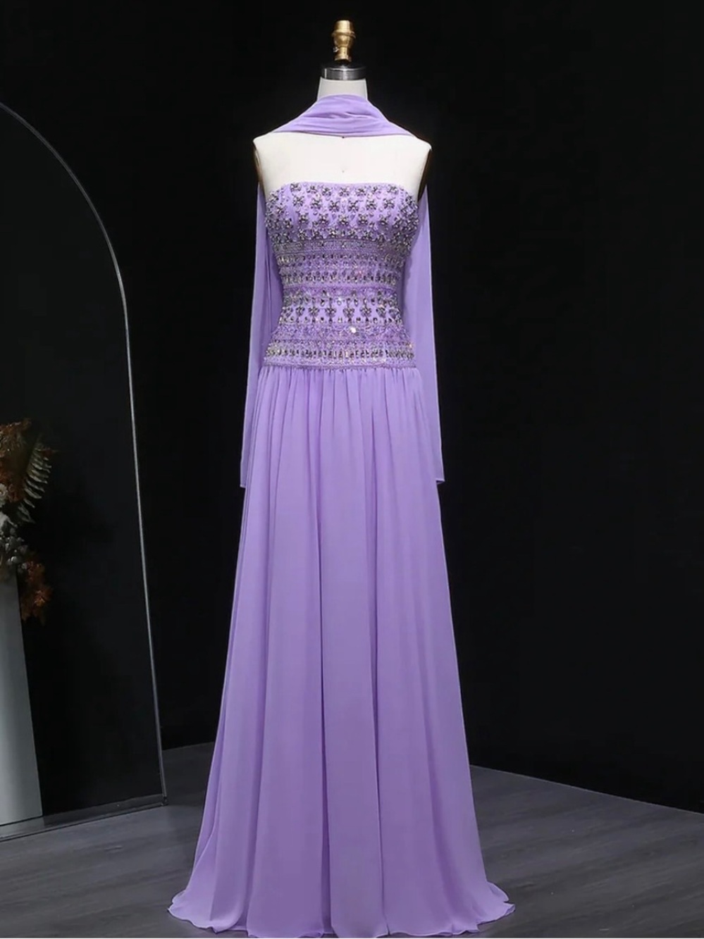 Lavender Strapless Evening Gown/Prom Dess
